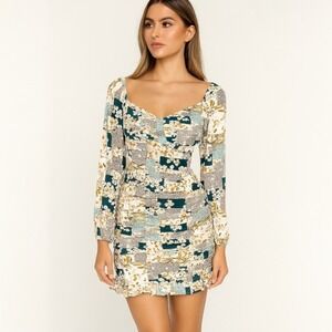 NWT AKAIV Boutique Patchwork Ruched & Smocked Bodycon Mini Dress, Small